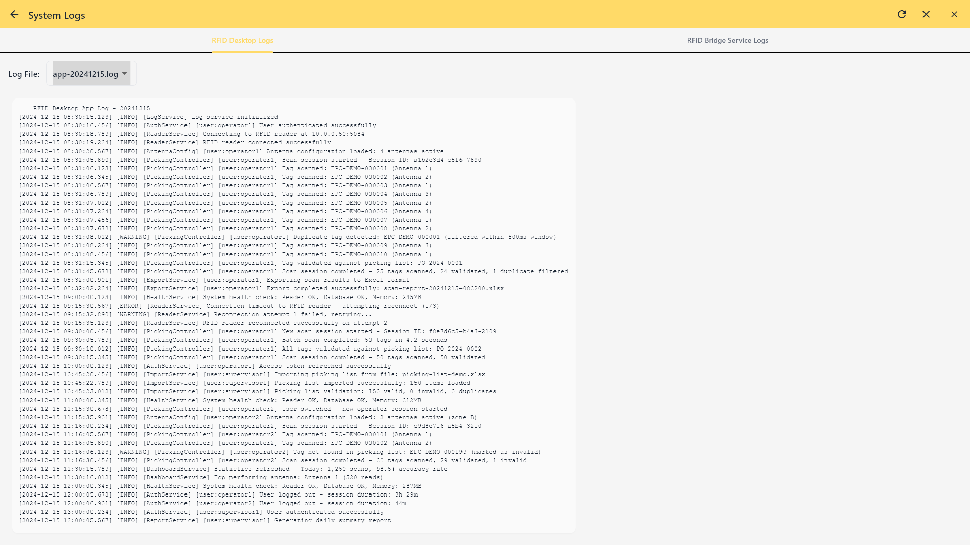 System Logs - Desktop